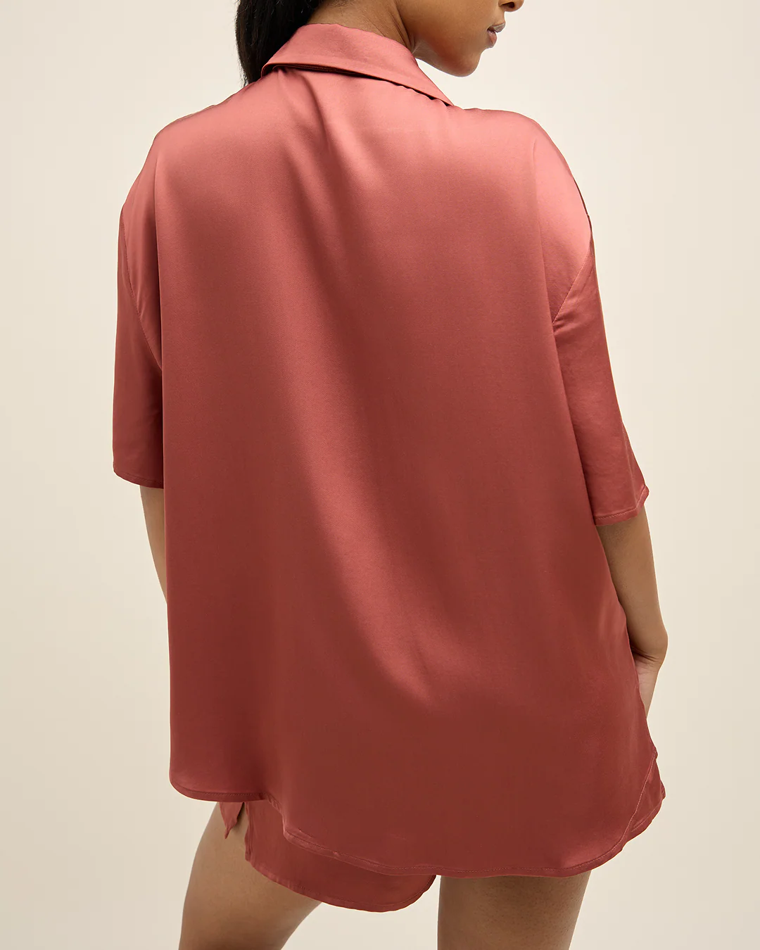 Chemise de Pyjama Oversized Satin - Terracotta - Image 3