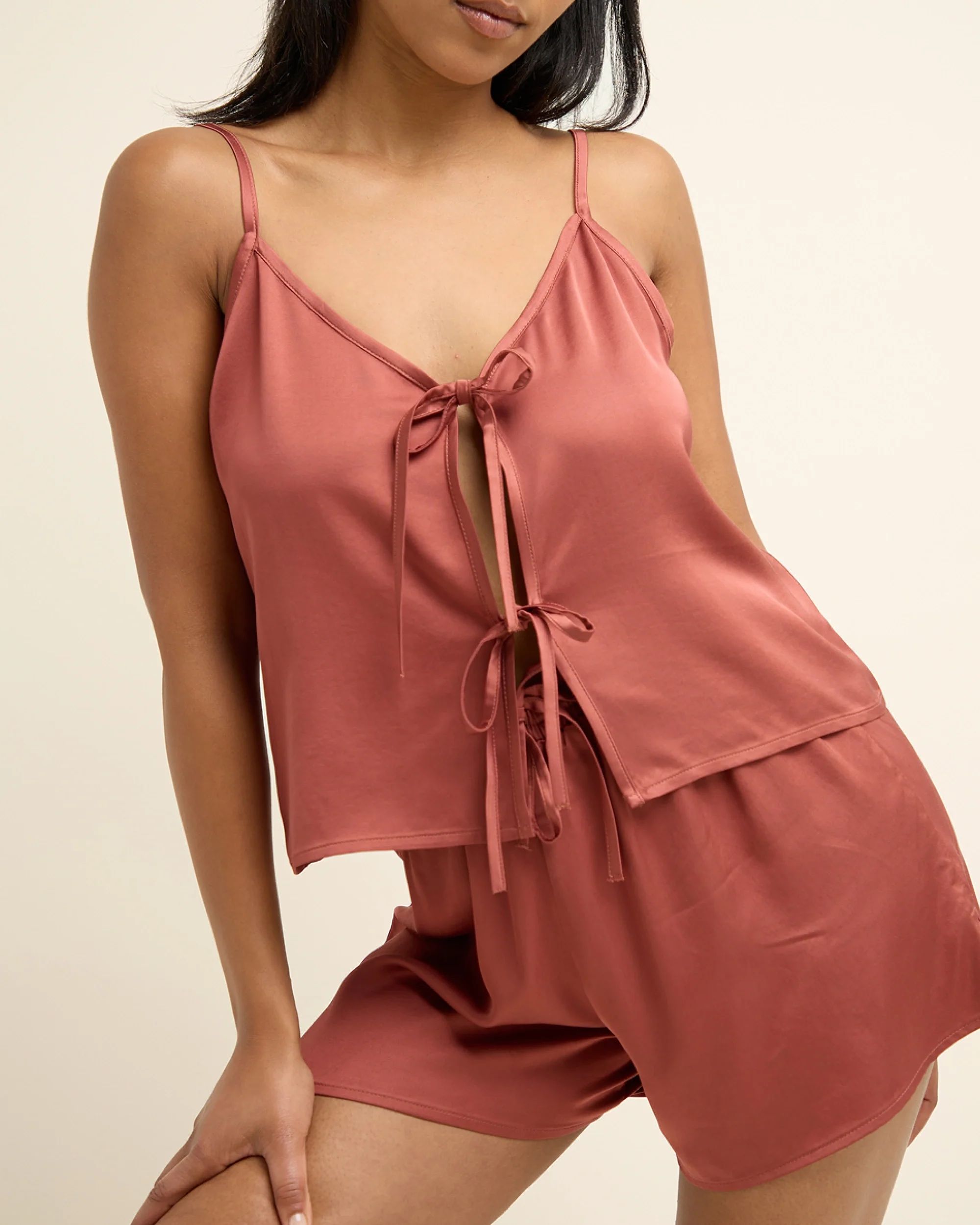 Short de Pyjama Satin - Terracotta - Image 3
