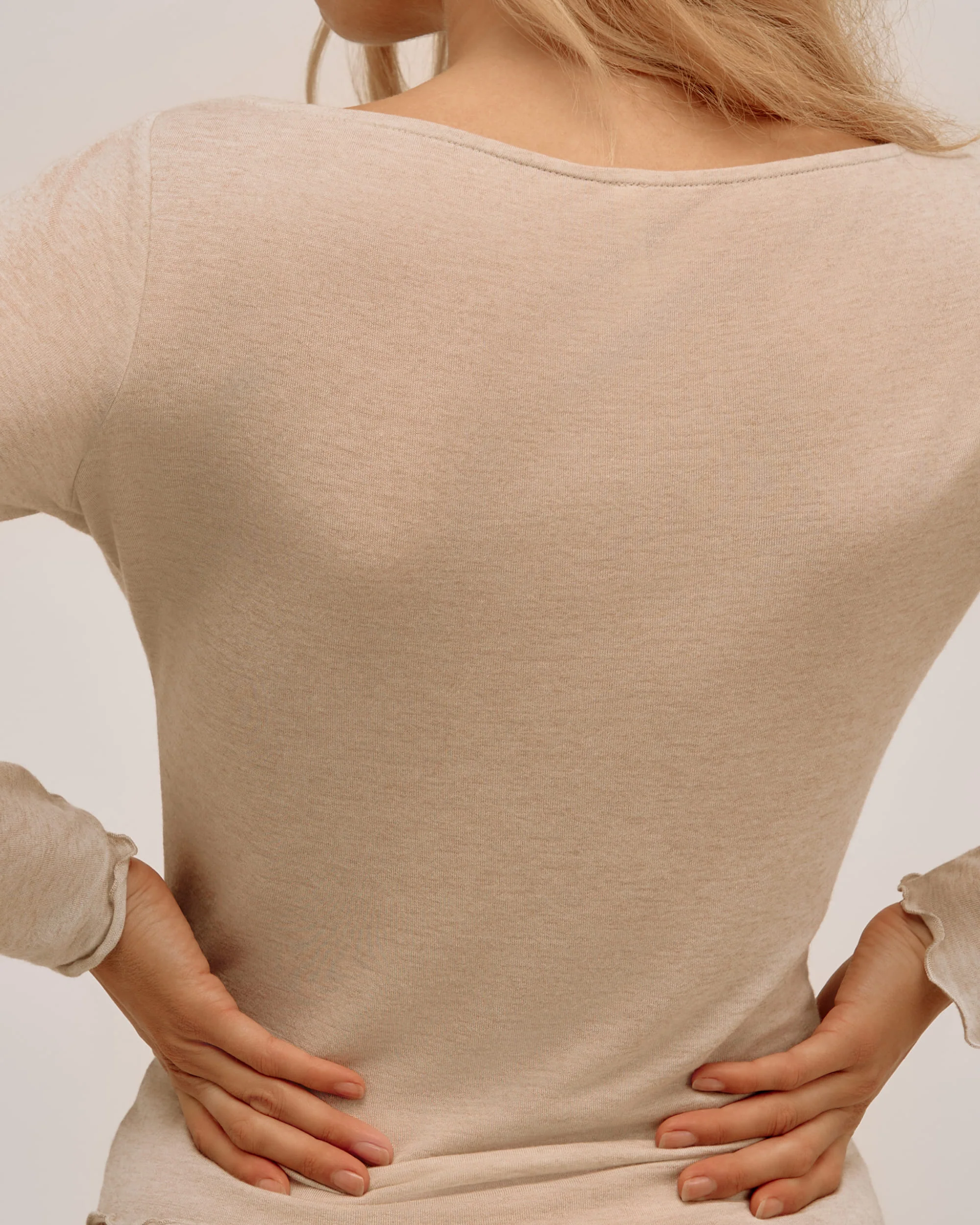 Top Encolure Évasée Cachemire & Modal - Beige - Image 5